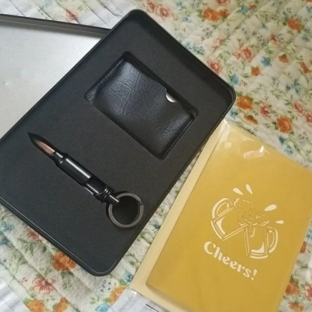 Dad Man Gift Set Multi Purpose Tool Cheers Card Bottle Opener Bullet Keychain